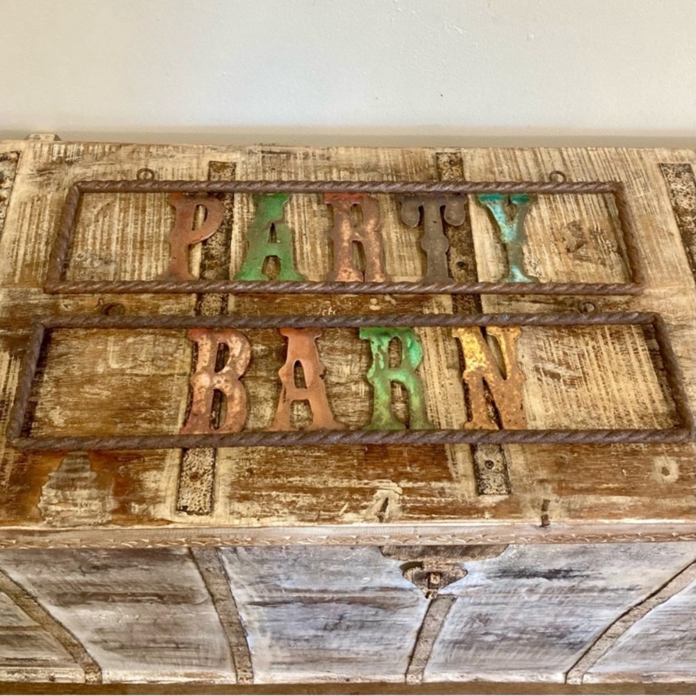 Party Barn Sign Rusty Metal Rebar Western Country Rustic Decor - Picture 6 of 16